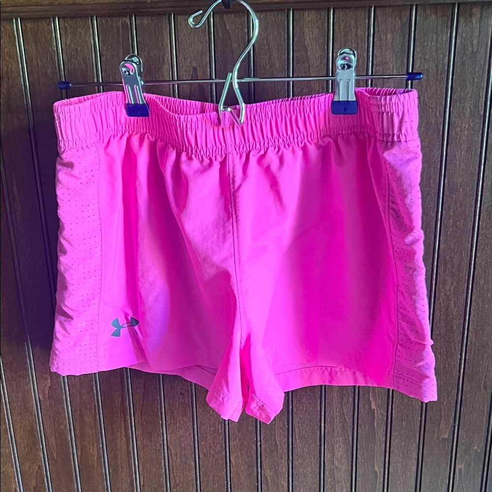 Girls Youth XL Under Armour Neon Pink Women's Athletic Shorts